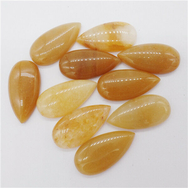 15Pcs 30x15x6mm Natural Yellow Aventurine Teardrop Cab Cabochon HH9641