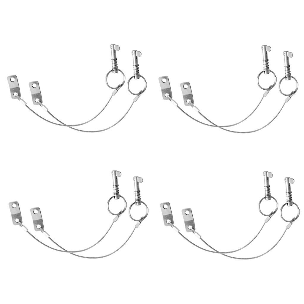Pack 6 Quick Release Pin Lanyard Marine Boat Top Deck Hinge Fitting Hardware