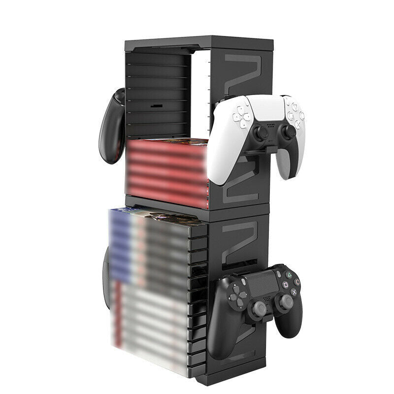 Game CD Disk Storage Holder Multifunctional Tower Stand fit for PS5/PS4 Xbox One