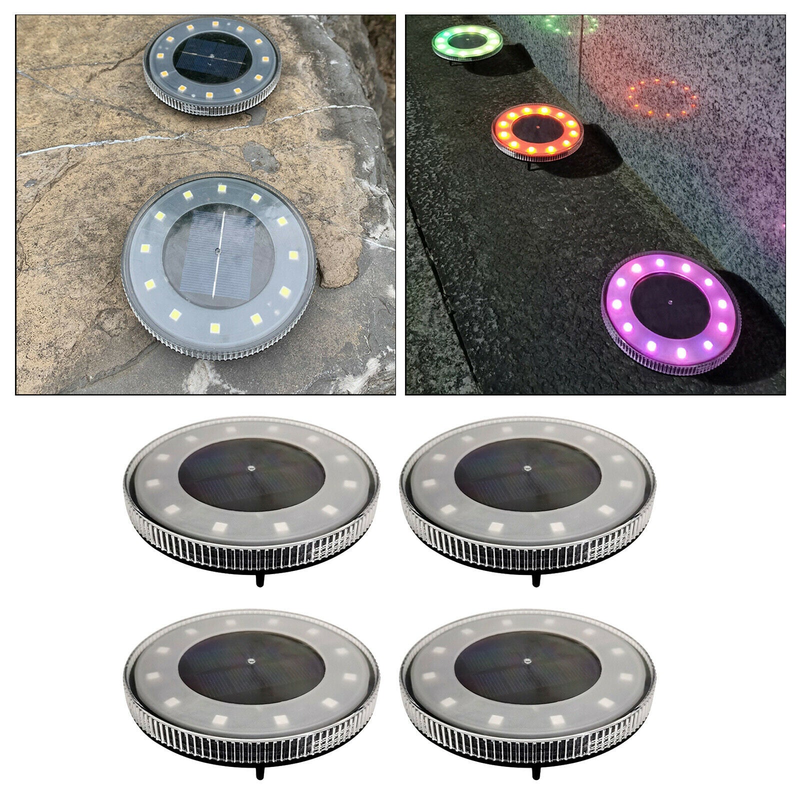 4 Sets Automatic LED Buried Light Ground Solar Landscape Walkway Steps
