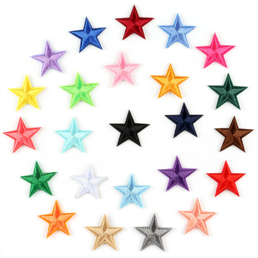 20 Mix Lot Sew On Patches Fabric Stars DIY Crafting Embellishments Decors 3cm