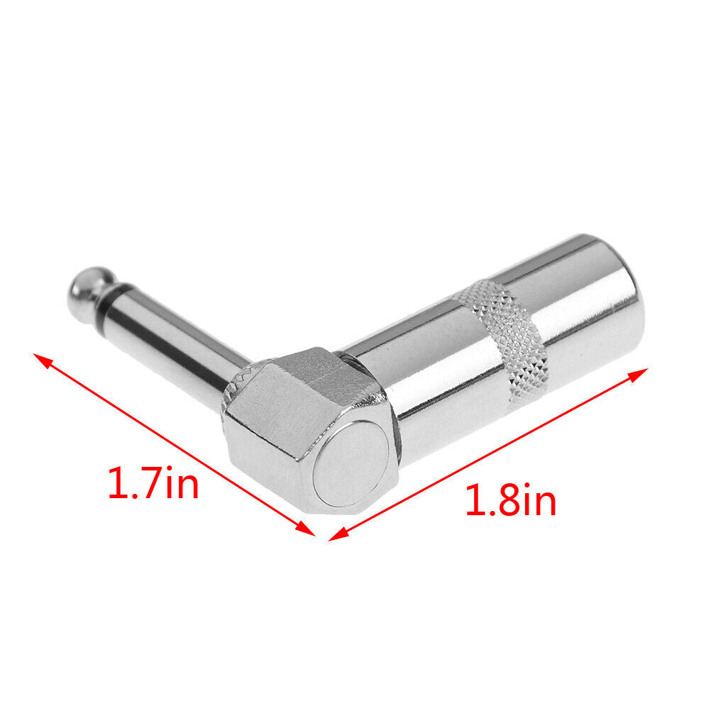 1/4 Inch 6.35mm Jack Right Angle Male Mono Plug L-shape Connector Guitar .l8