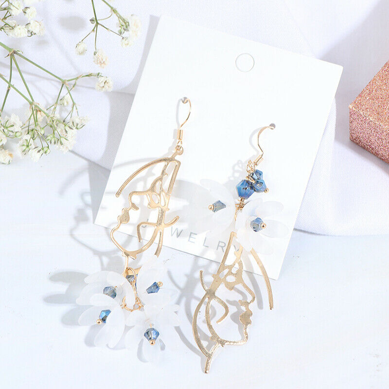Creative Asymmetric Face Flower Tassel Earrings Drop Dangle Women Jewelry.l8