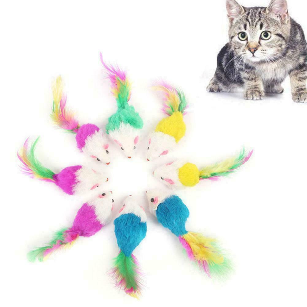 1Pcs Realistic Mouse Pet Cat Toys Mini Playing Toys with Feather Colorful new