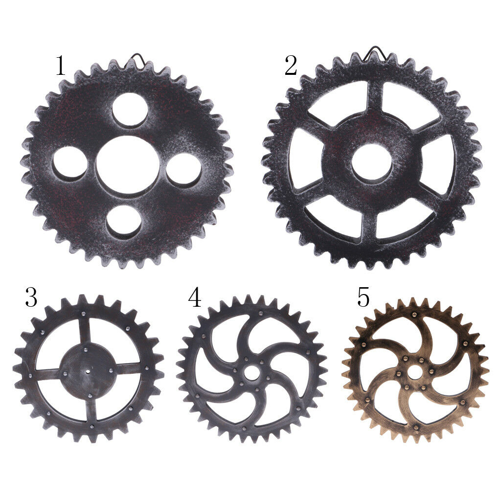 2X Rustic Industrial Wooden Wall Hanging Gear Home Bar Art Decor 12cm Type1