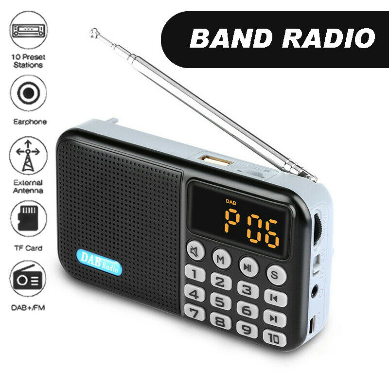 Black Portable Pocket Digital DAB Radio FM MP3 Player Stereo Speaker W/ 18650