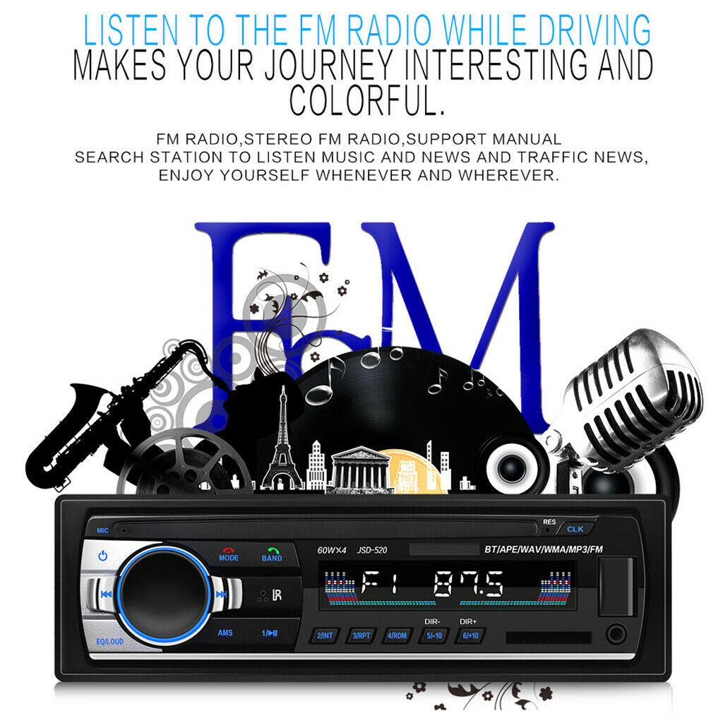 12V USB: 2.0 car radio MP3 player digital media receiver, handsfree phone,