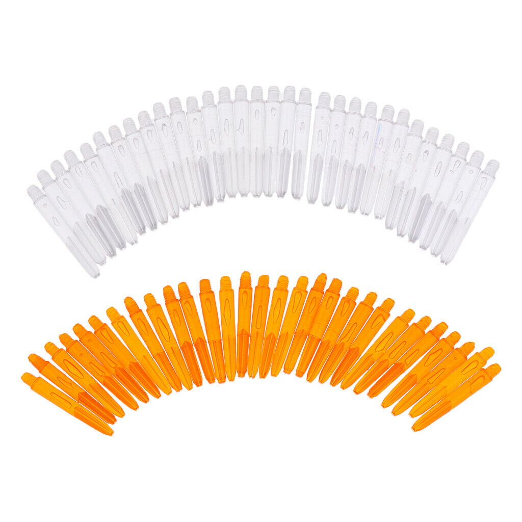 60 Pcs 35mm 2BA Thread Plastic Stems Soft Tip Darts Clear & Orange