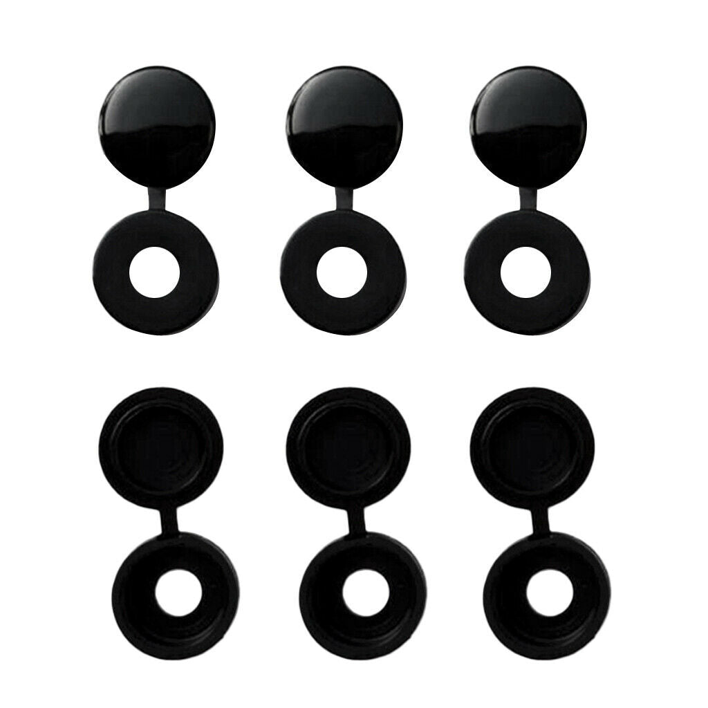 100 Pieces Small Hinged Screw Cover   for Car Home Furniture Decor Black