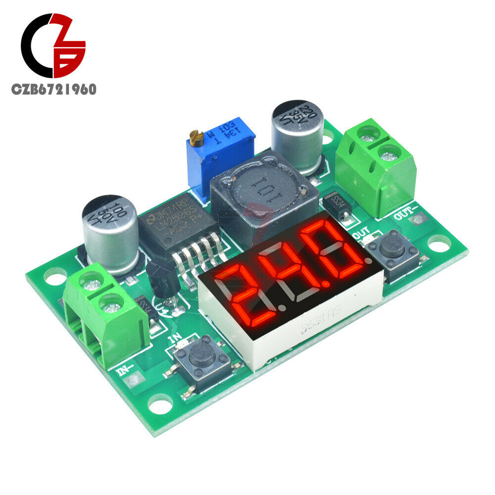 2Pcs DC Buck Step Down Converter Module LM2596 Voltage Regulator + Led Voltmeter