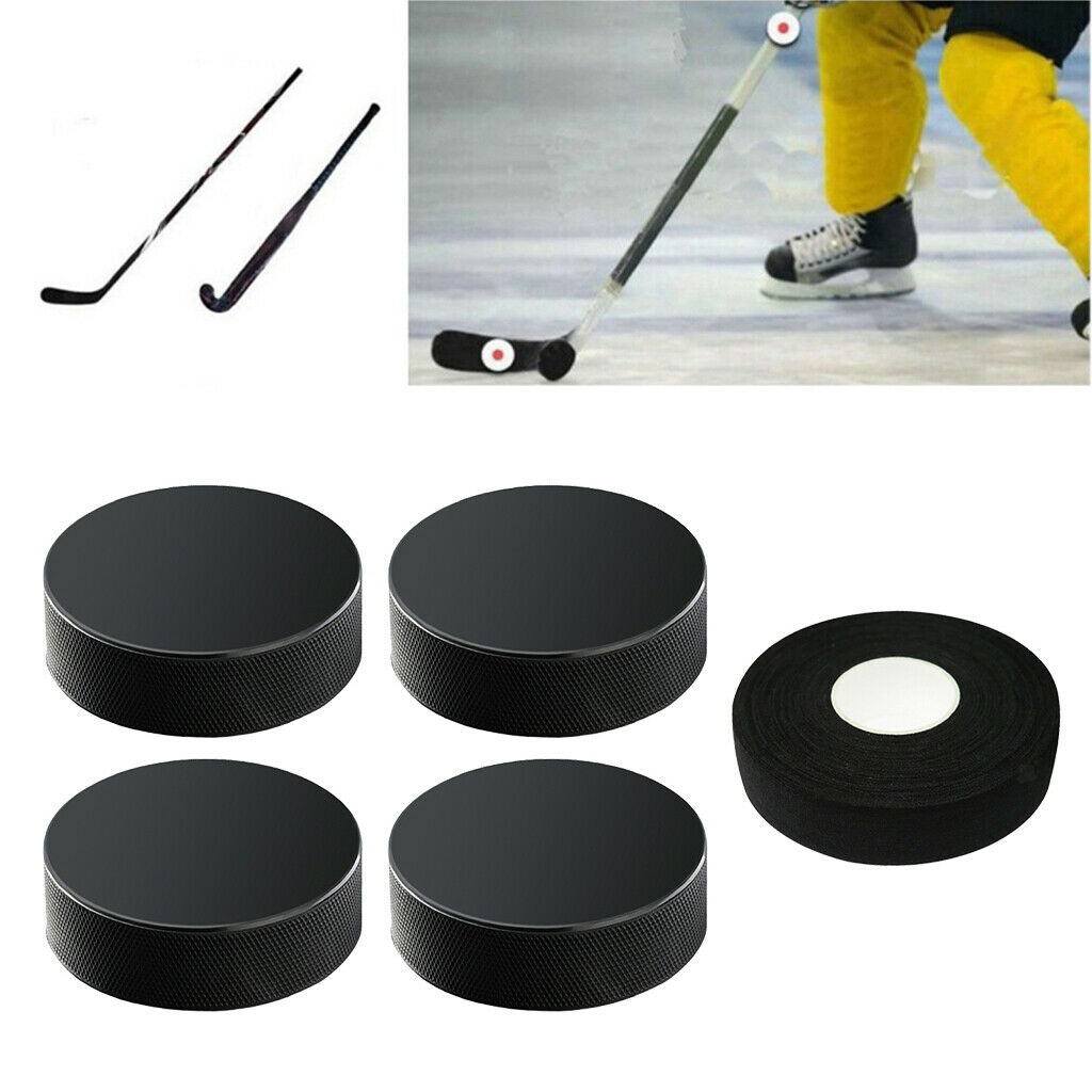 Rubber 4pcs Hockey Pucks Training Ice Hockey 25yads Wrapper Bands Bandage