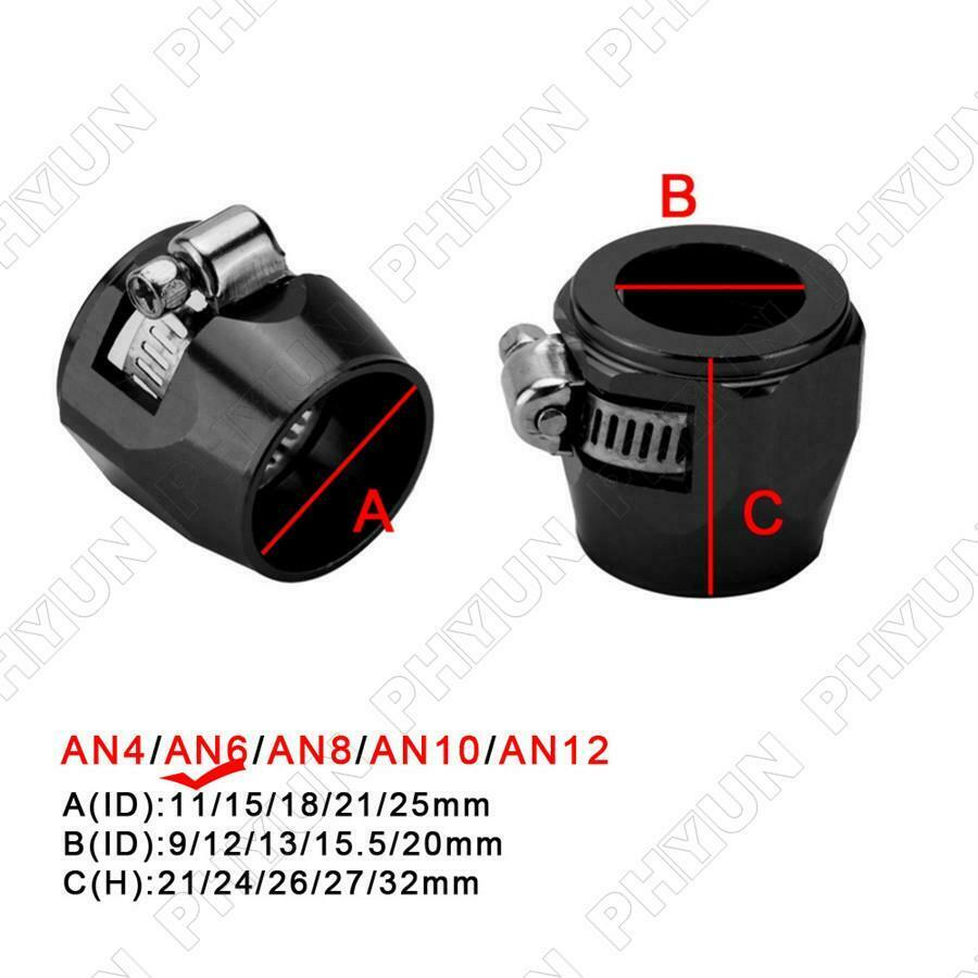 4x Hose Finisher Clamp End Cover AN6 Fitting Adapter Connector Aluminum Alloy