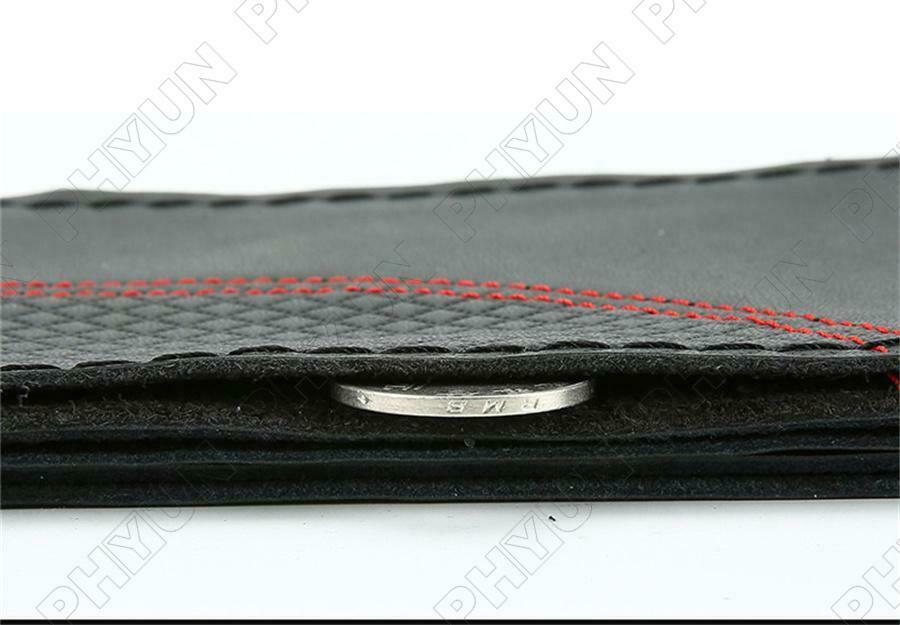 38cm Universal Car Steering Wheel Cover Black Cowhide Leather Red Line DIY Sew