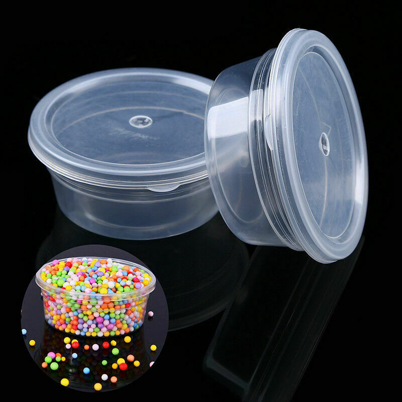 Round Food Containers Plastic Clear Storage Deli Pots w/ Lids Takeaway Box 10pcs