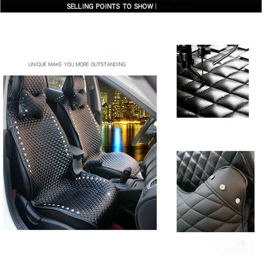 Mosaic water-diamond Car Headrest Pillow PU Leather Stretch pillow for Women