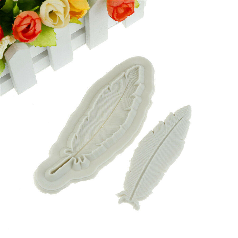 2pcs Feather Silicone Mold Fondant Mold Cake Decorating Tools Chocolate M.l8