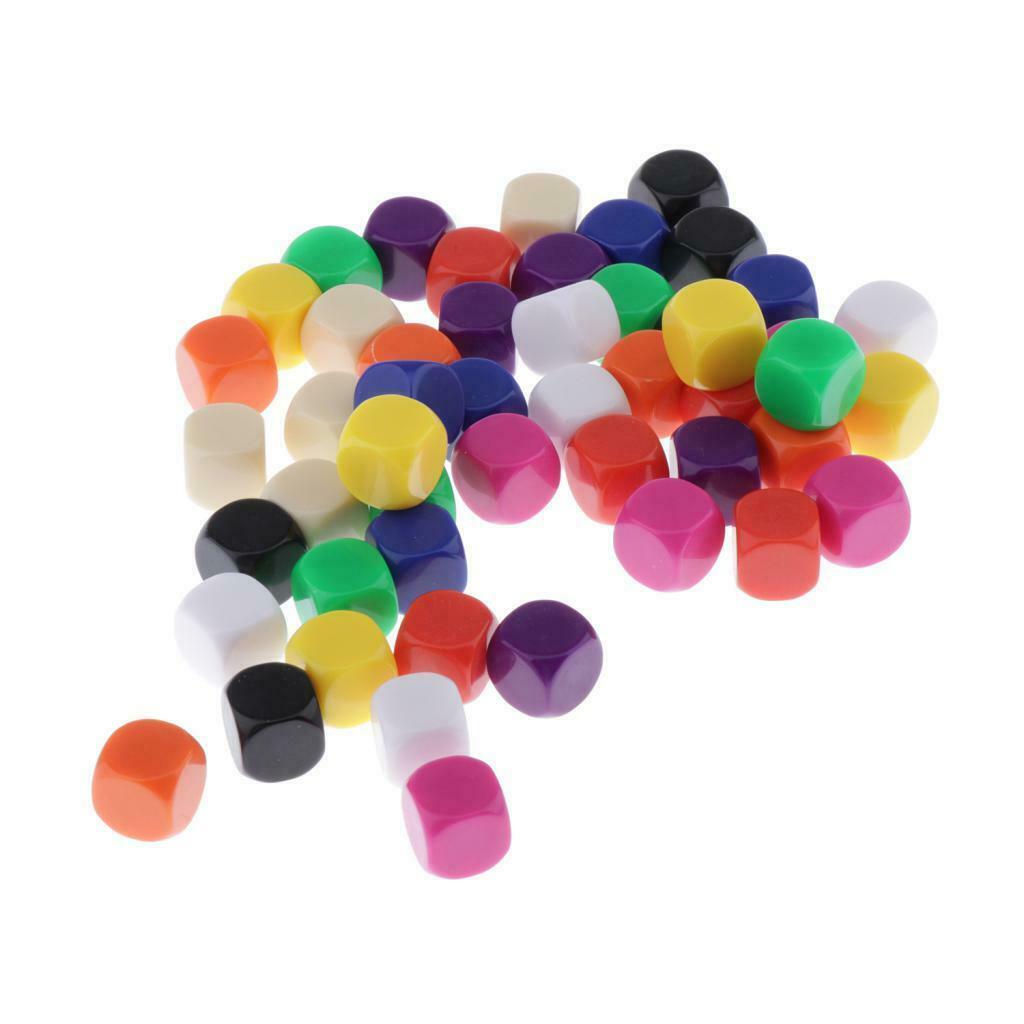 50x Blank D6 Mix Color Dice Dungeon & Dragon RPG Roleplay Game Set Kids Gift