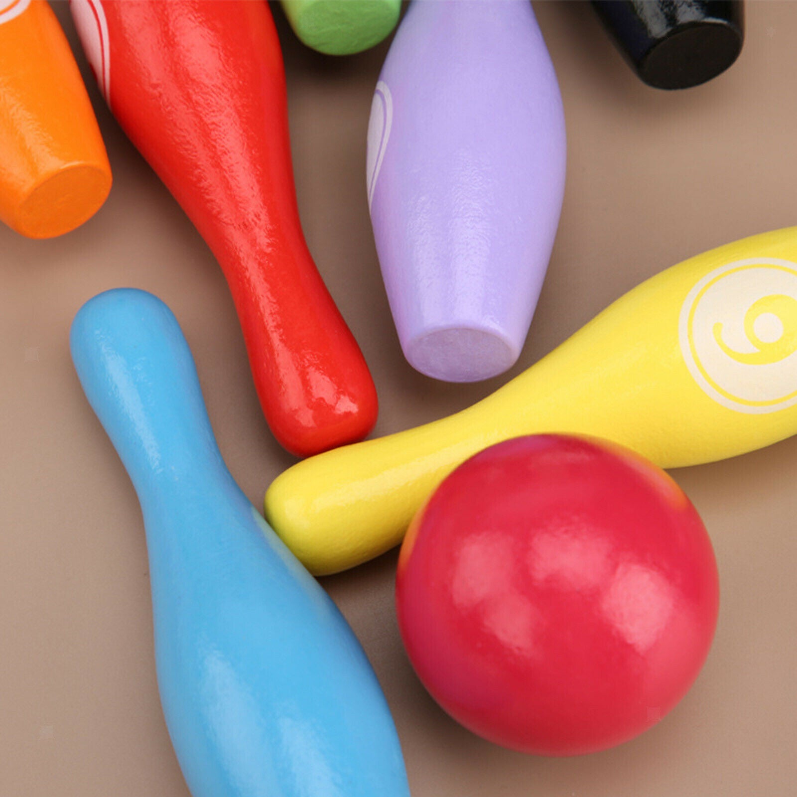 Wooden Bowling Game Set Pins & Balls Education Outdoor Sports Fun Family Toys