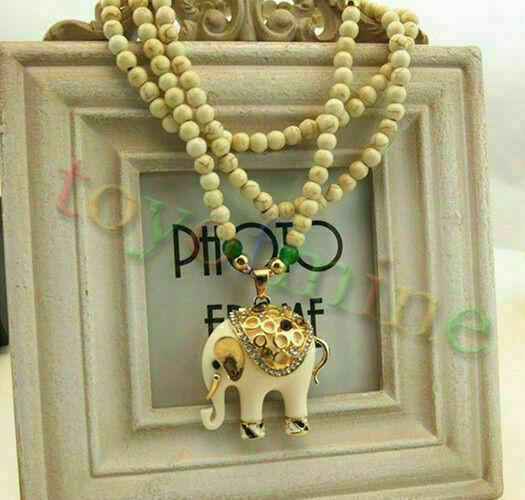 Hot Thailand Elephant Cute Long Necklace Beads Sweater Chain Necklace Fashion
