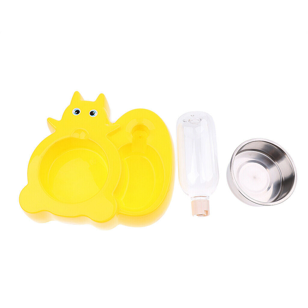 Automatic Feeder Pet Dog Cat Water Drinker Food Bowl Squirrel Yelllow
