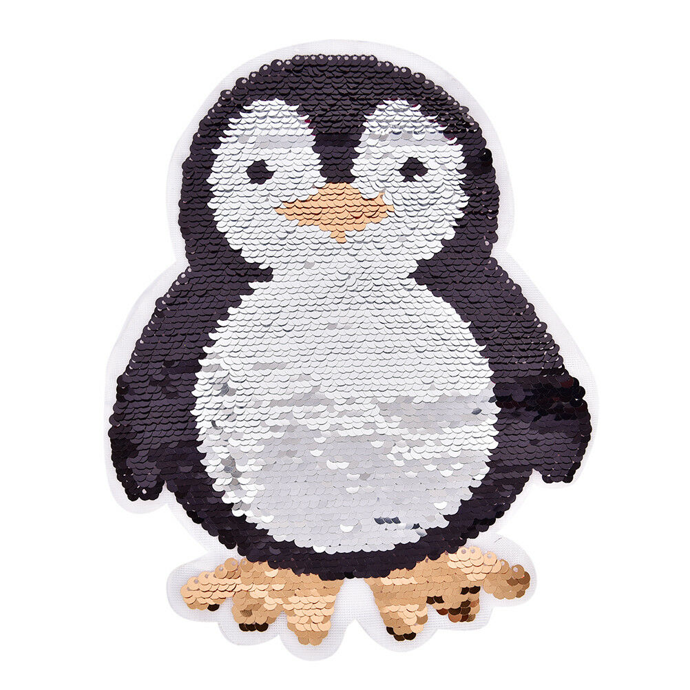 penguin Reversible Sequins Sew On Patches clothes DIY Applique BagClothing.l8