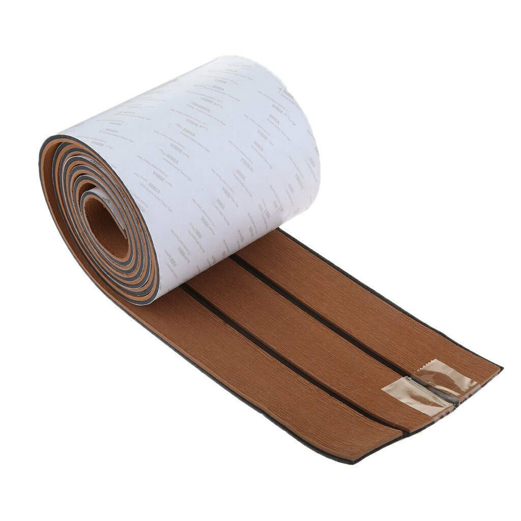 Self Adhesive Yacht EVA Foam Teak Synthetic Sheet Light Brown Black Stripe