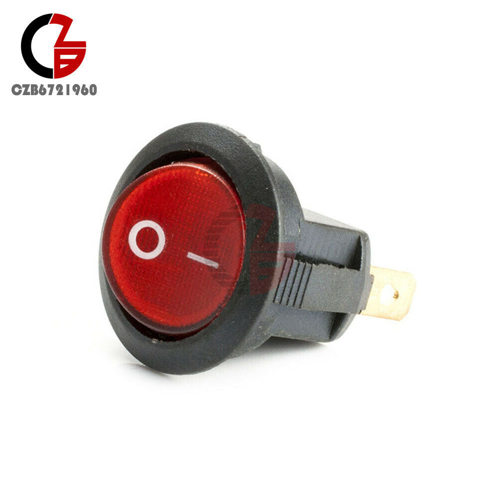 5PCS 3 Pin Mini Red Round SPDT ON/OFF Rocker Switch Snap-in 6A 250V 10A 125V