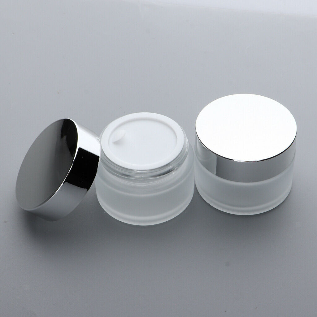 2 Pieces Empty Make Up Jar Sample Can Frosted Translucent Glass Container - 30g
