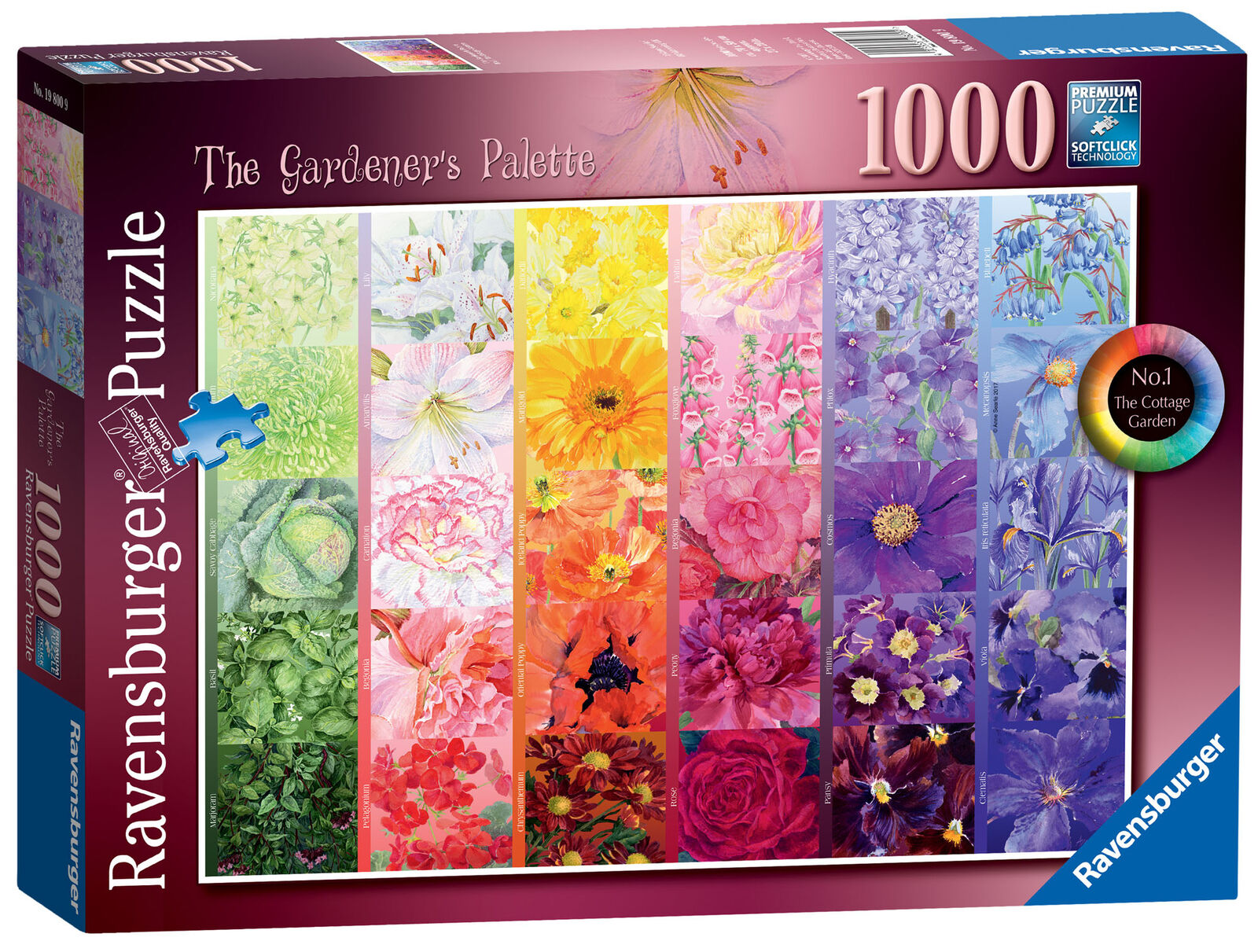 19800 Ravensburger Gardener's Palette: Cottage Garden Jigsaw Puzzle 1000pcs