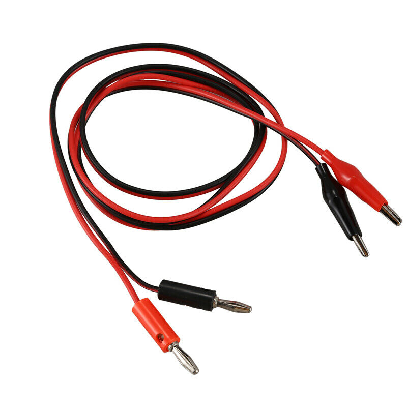 2 Pcs Red Black Banana Plugs to Alligator Clips Probe Test Cable 1M F9C4C4