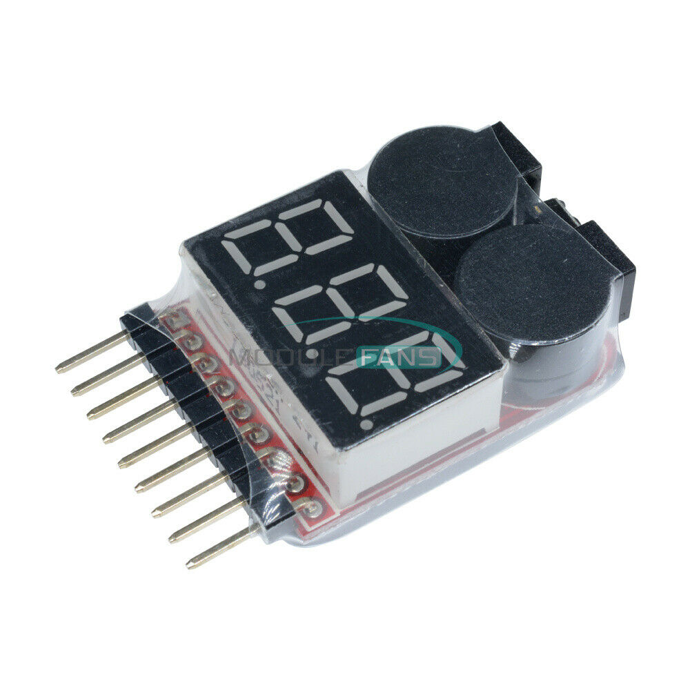 1-8S Lipo/Li-ion/Fe Battery Low Voltage Meter Tester LED Buzzer Alarm