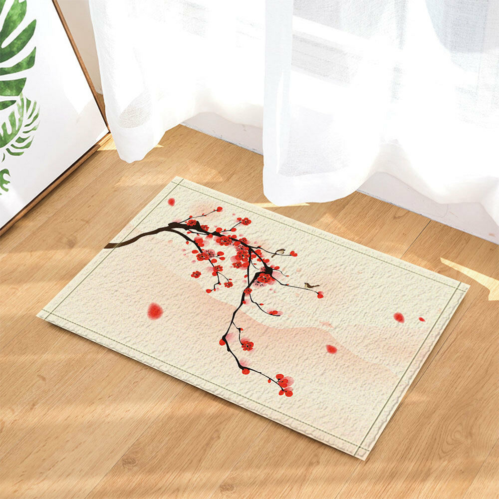 Japanese Cherry Blossoms Floor Rug Carpet Mat Bathroom Non-slip Pad 40x60cm