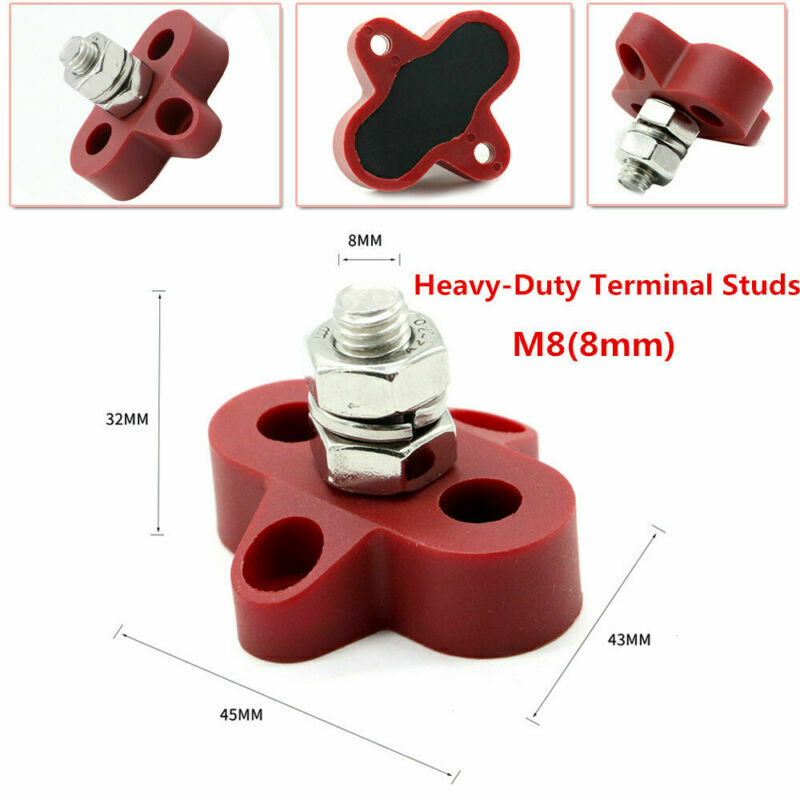 Red 48V DC Bus Car Boat RV Caravan Single Heavy-Duty Terminal Studs M8 (5/16")