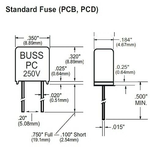 [20pcs] PCB3BK Fuse 3A 250V F3.0A THT