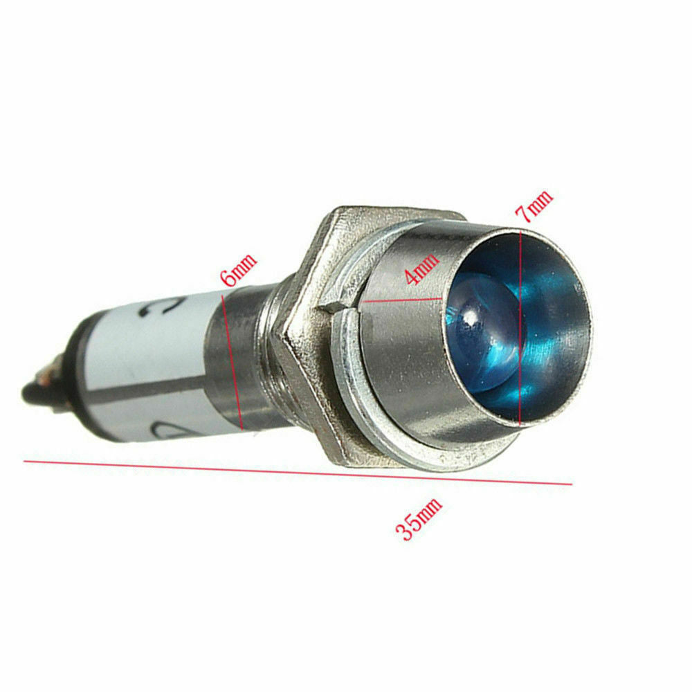 4 Pieces 12V DC 8mm LED Metal Power Indicator Signal Lights Lamps Bulb Red