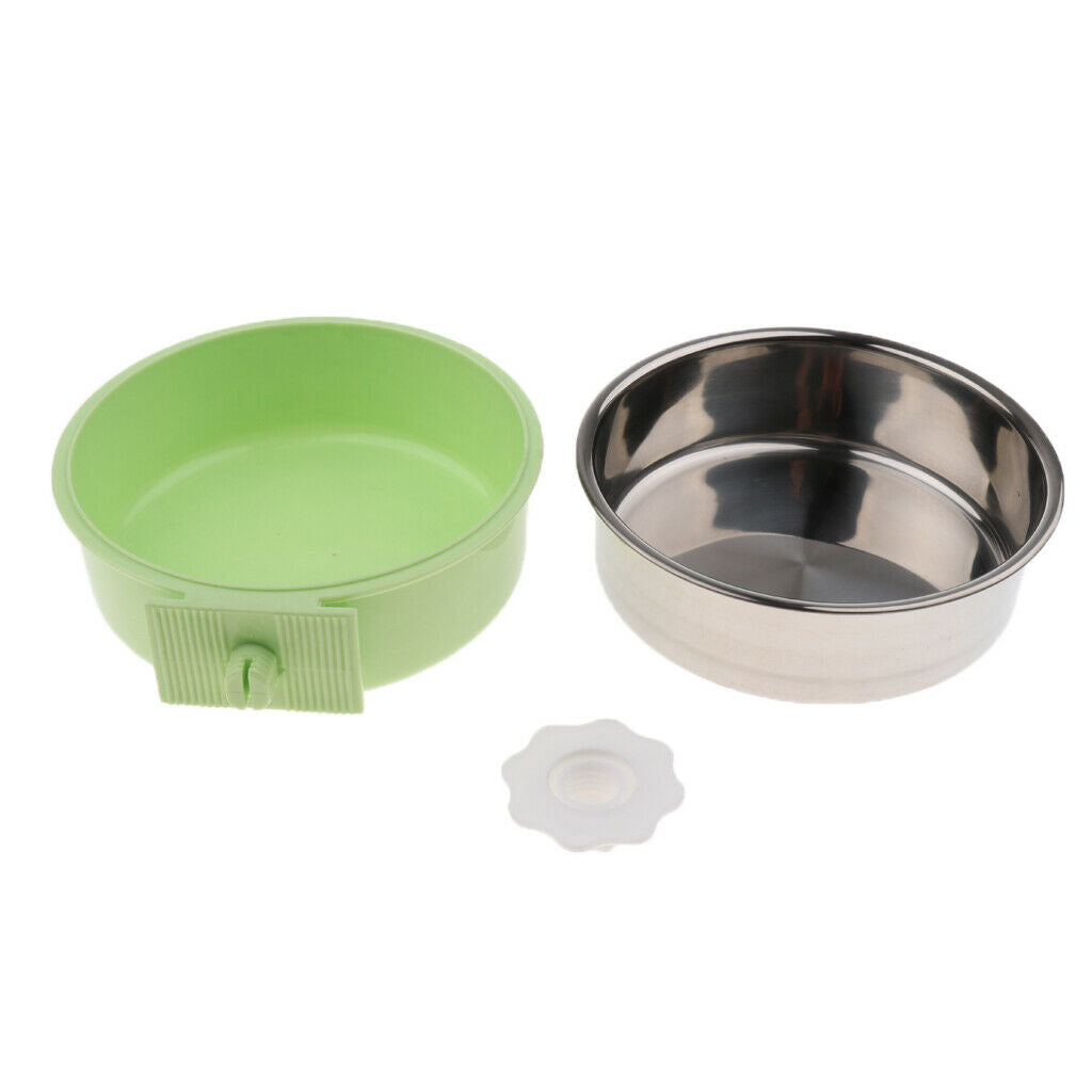 Hanging Pet Dog Feeder Cat Water Bowl Feeding Bowl Dish Container Green
