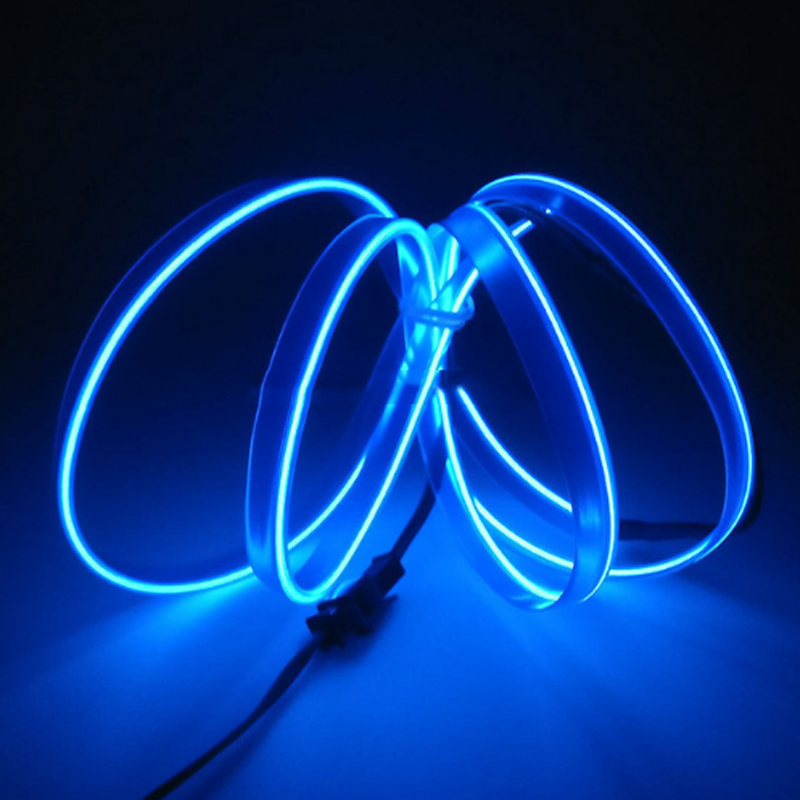 New 2M 12V Blue LED Light Glow EL Wire String Strip Rope Tube Car Interior Decor