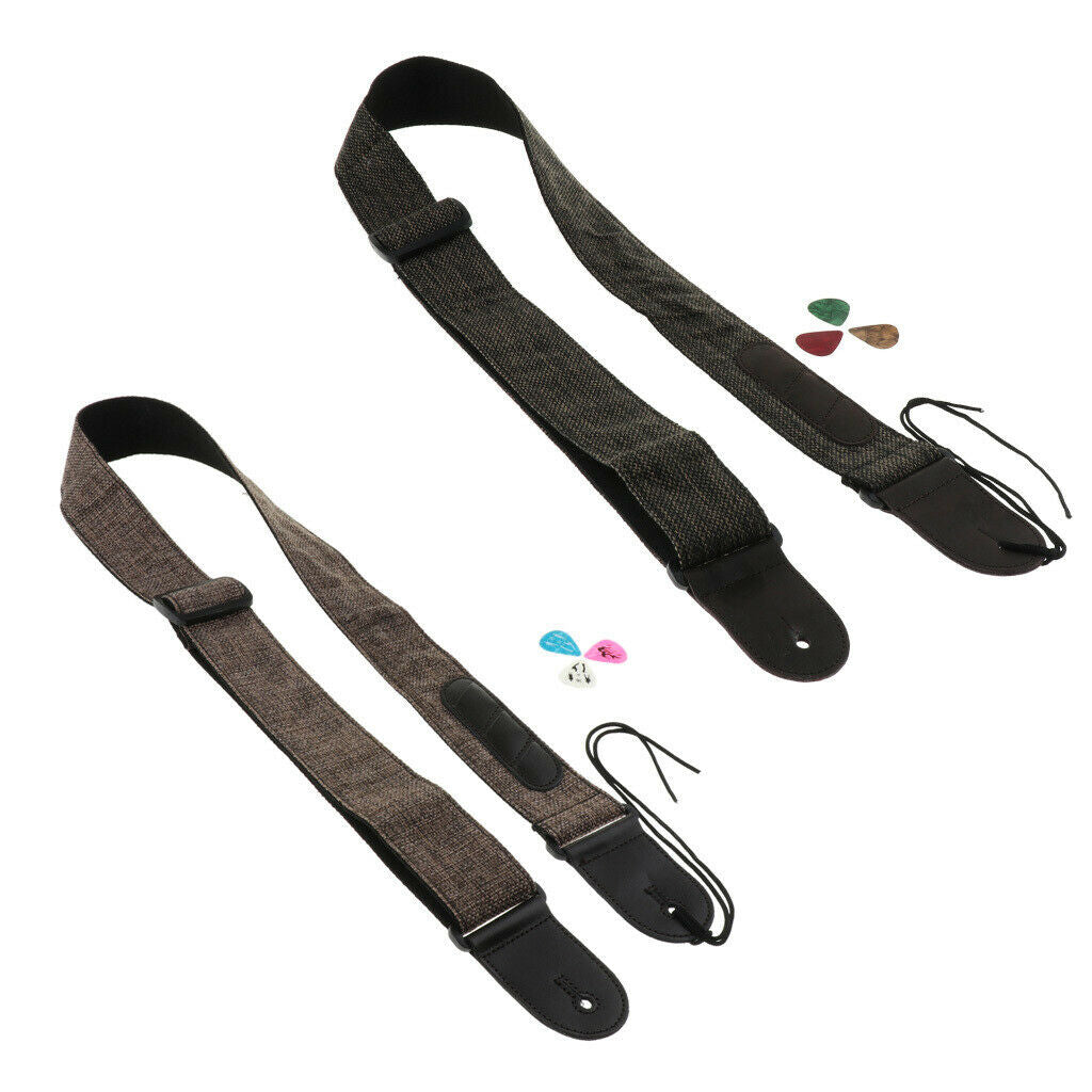 Adjustable Guitar Soft Cotton Strap Belt for Folk Guitar Bass Dark Black