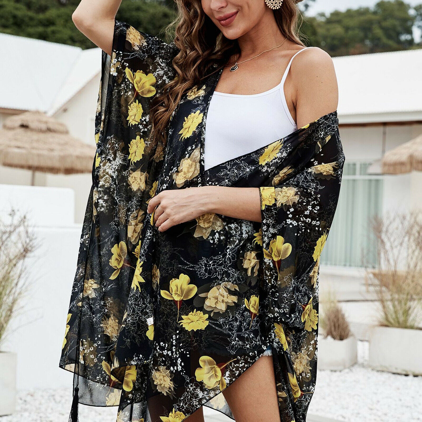 Women Cover Up Beach Robe Kimono Cardigan Poncho Summer Swimsuit Chiffon Top