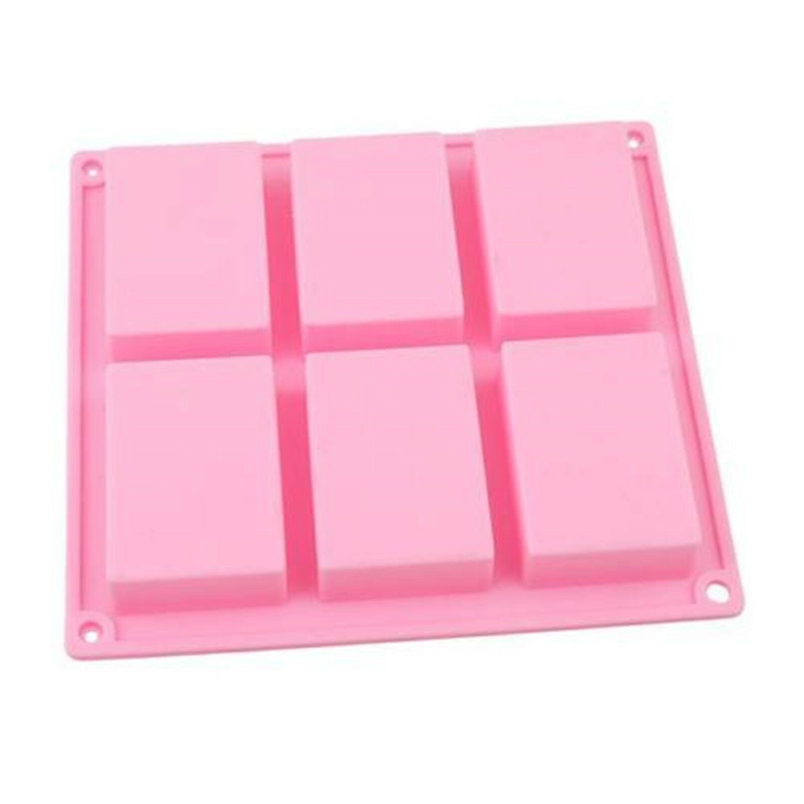 6 Cavity Plain Rectangle Soap Mold Silicone Craft DIY Making Homemade Cake Tool