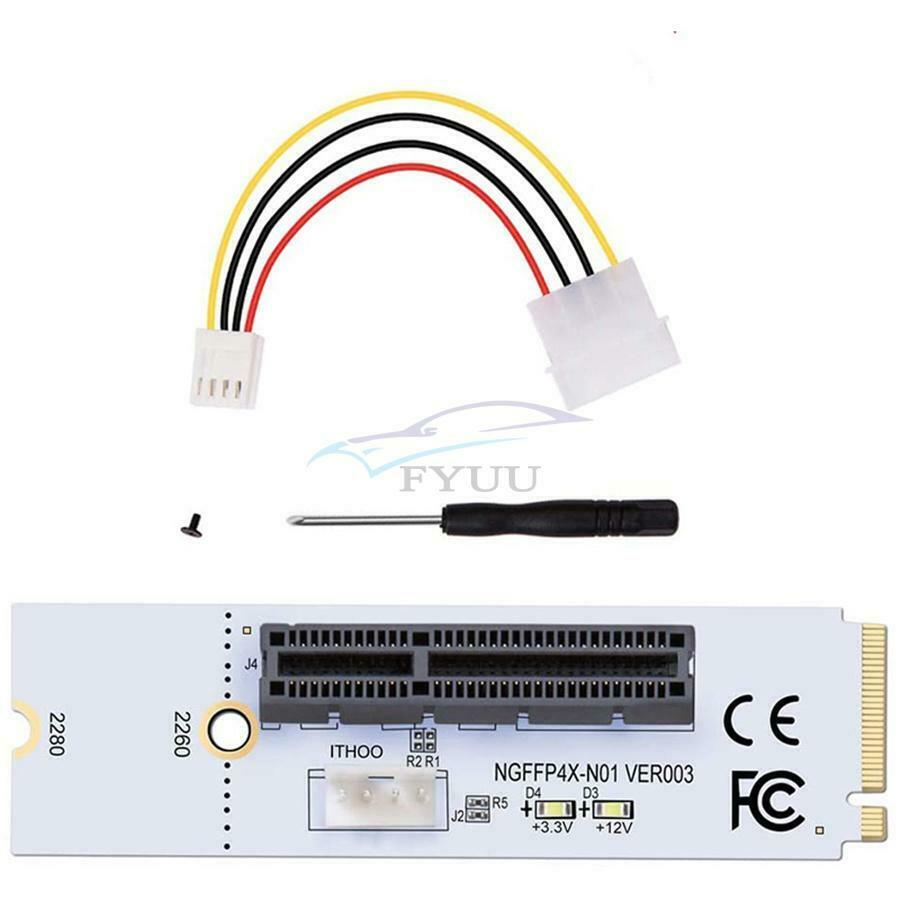 M.2 M Key NGFF To PCI-E X4 Conversion Interface Riser Card With 4PIN Power Cord