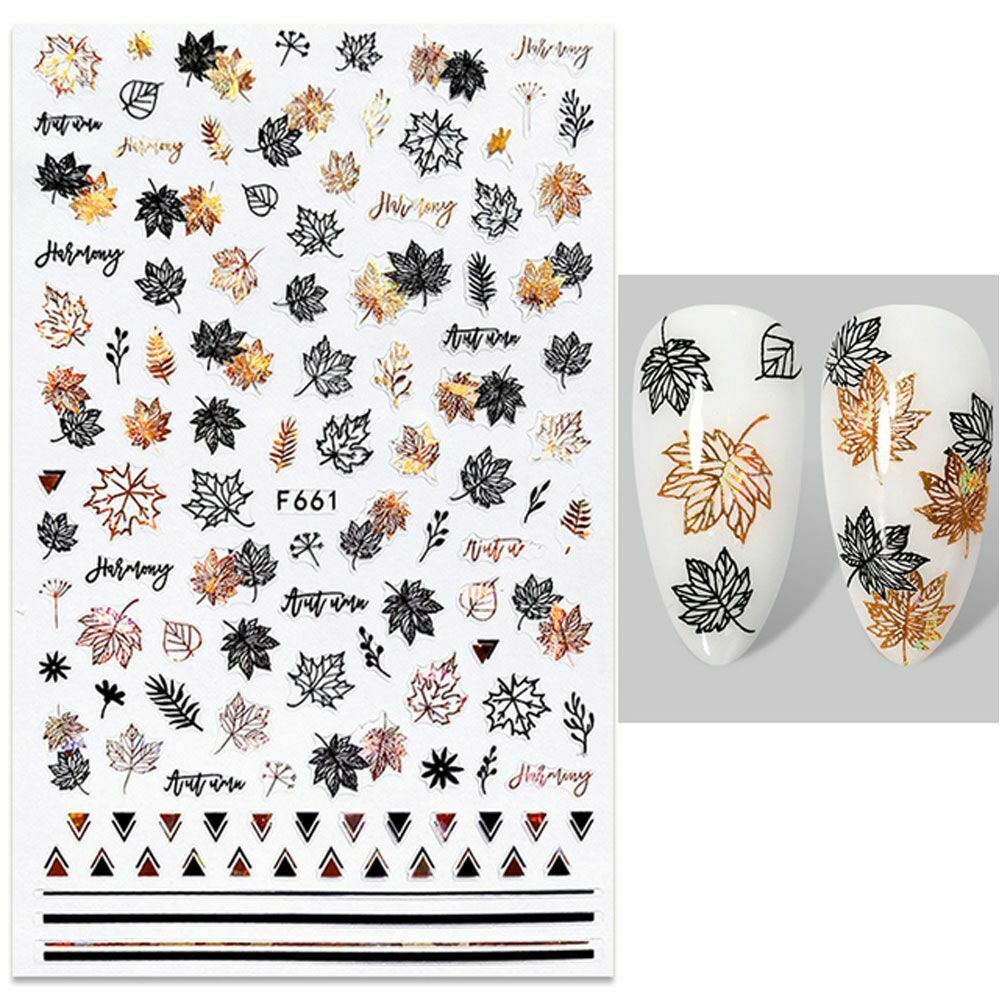 Accessories Fashion Various Decoration Maple Leaves Self Adhesive Nail Stickers