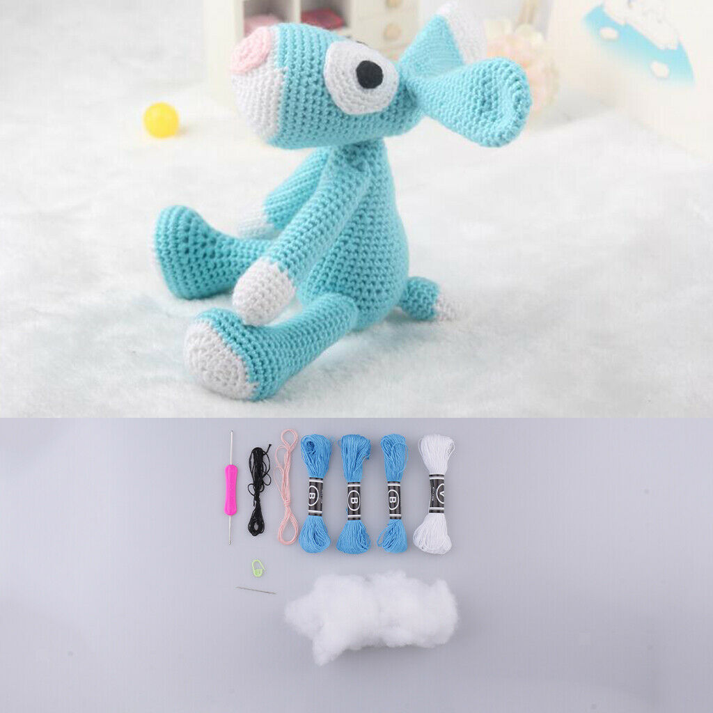 1 Set Animal Amigurumi Crochet Kit Blue Dog Materials Package Sewing Crafts