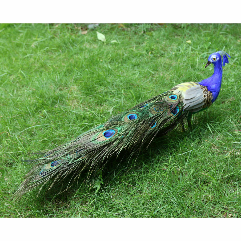 Simulation Lifelike Artificial Feather Peacock Birds Garden Decor Ornaments