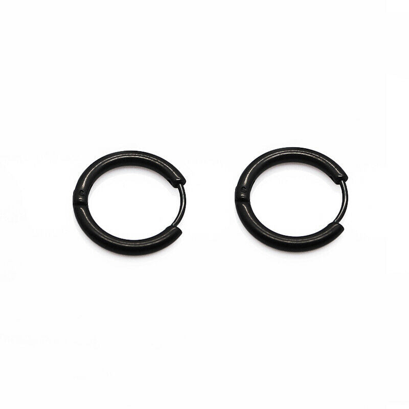 Punk Cool Stainless Steel Small Round Hoop Earring Stud for Men Women 10 mm