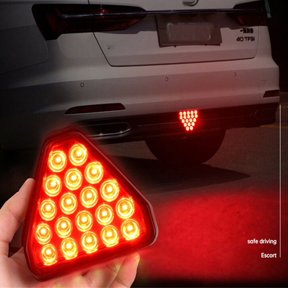12LED Red Triangle Low Third Brake Lamp Remote Control 3rd Brake Light Universal