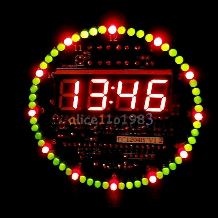 DIY DS1302 Rotating LED Electronic Digital Clock Kit 51 SCM Learning Board 5V