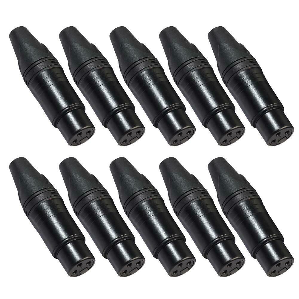 10pcs DIY Microphone XLR 3Pin Female Connector Cable Solder Plug Adapters @