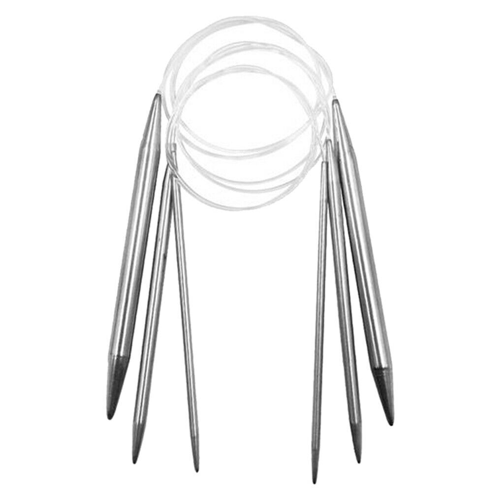 3pcs 80cm Circular Knitting Needles with Clear Tubes Double-Pointed