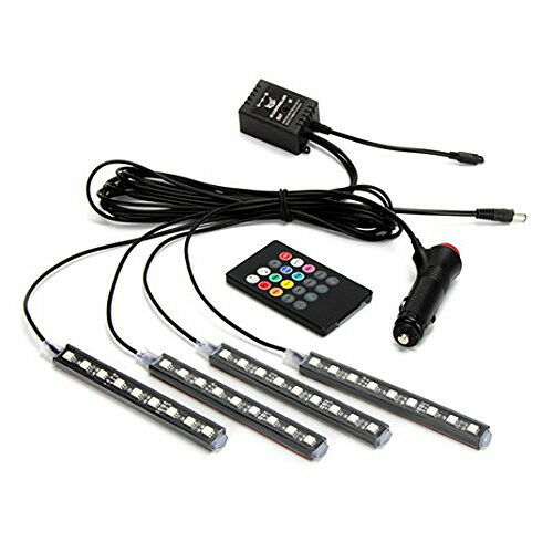 4in1 7 Colors Choose Car Interior Atmosphere Music Control Light+Wireless Remote